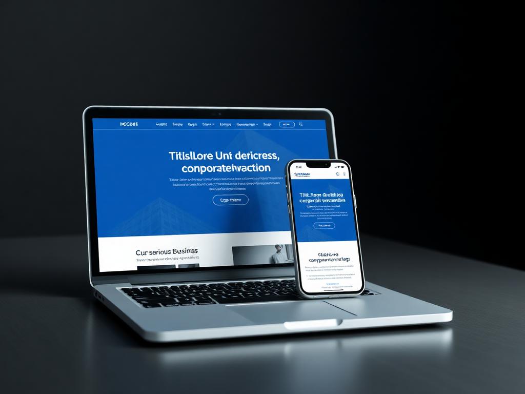 Beispielseite einer seriösen Unternehmenswebsite auf Laptop und Smartphone