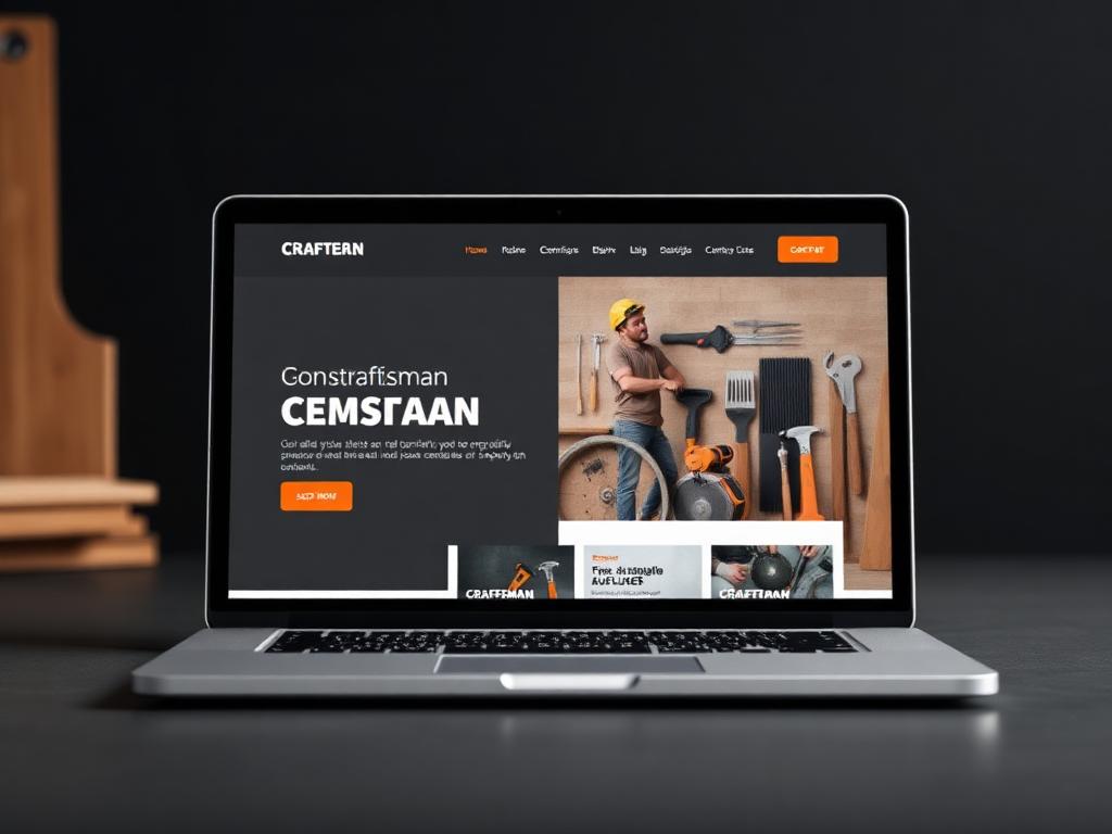 Beispielseite einer modernen Handwerker-Website mit industriellem Design
