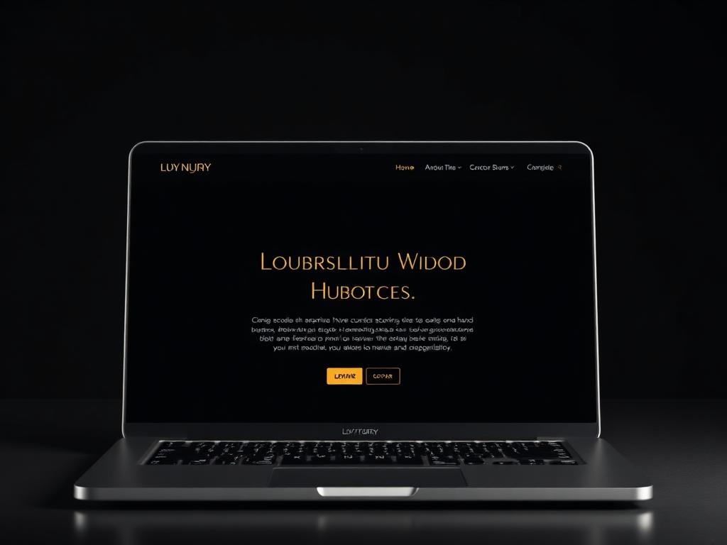 Beispielseite einer dunklen Premium-Website mit Gold-Akzenten